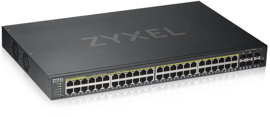 ZYXEL GS1920-48HPv2 52 Port Smart Managed PoE Switch 48x Gigabit Copper PoE and 4x Gigabit dual pers